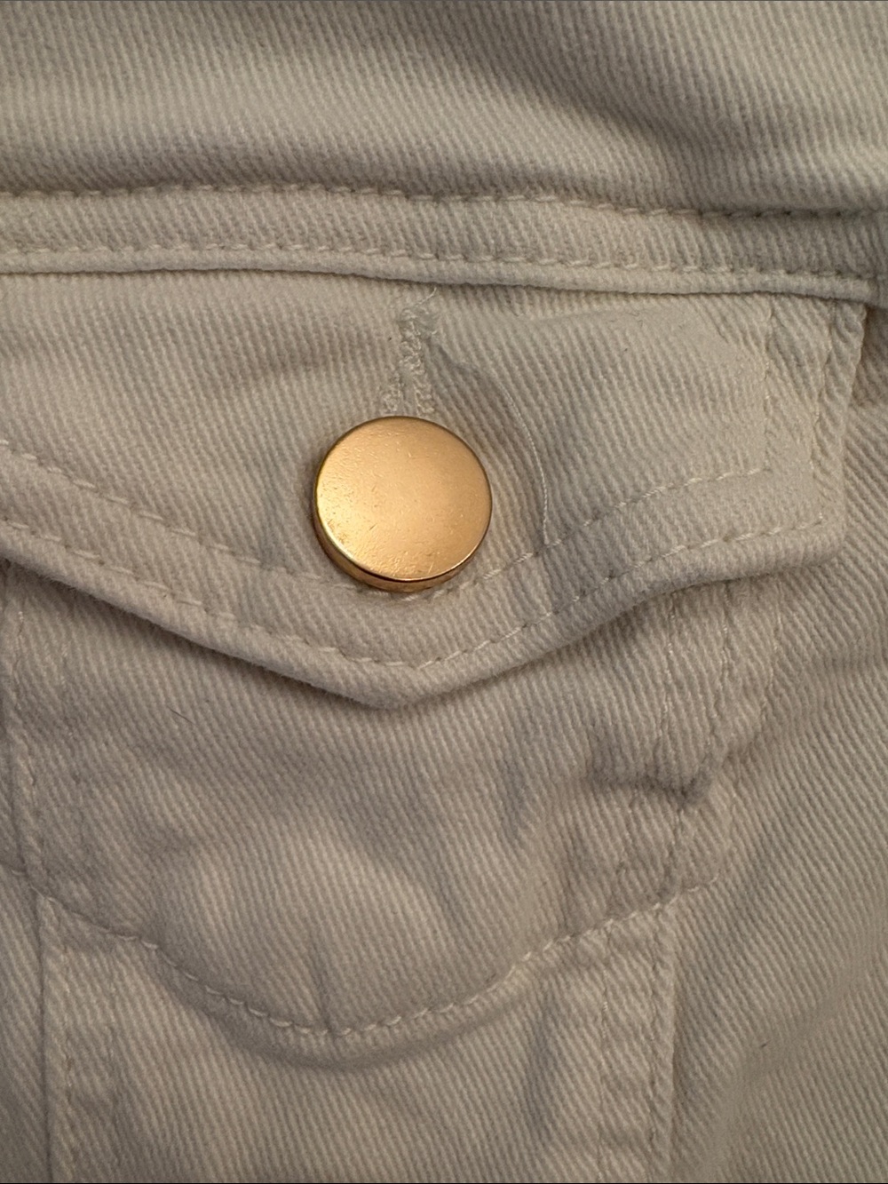 Draper James RSVP white denim Jacket with ruffle neck line - Picture 6 of 11